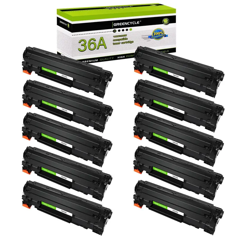 10-Pack Remanufactured Hp Cb436A (36A) Black Toner Cartridges For Laserjet P1505 And P1522 Printers 1