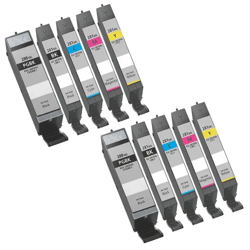 10-Piece Compatible Canon Pgi-280Xxl & Cli-281Xxl Super High-Yield Ink Bundle – 2X Black (Pgi-280Xxl) + 2X Each Cli-281Xxl Black, Cyan, Magenta, Yellow 1