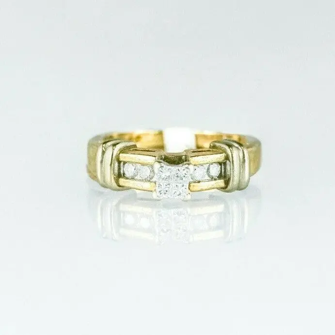10K Duo-Tone Gold Multi-Stone Diamond Wedding Band Set 1