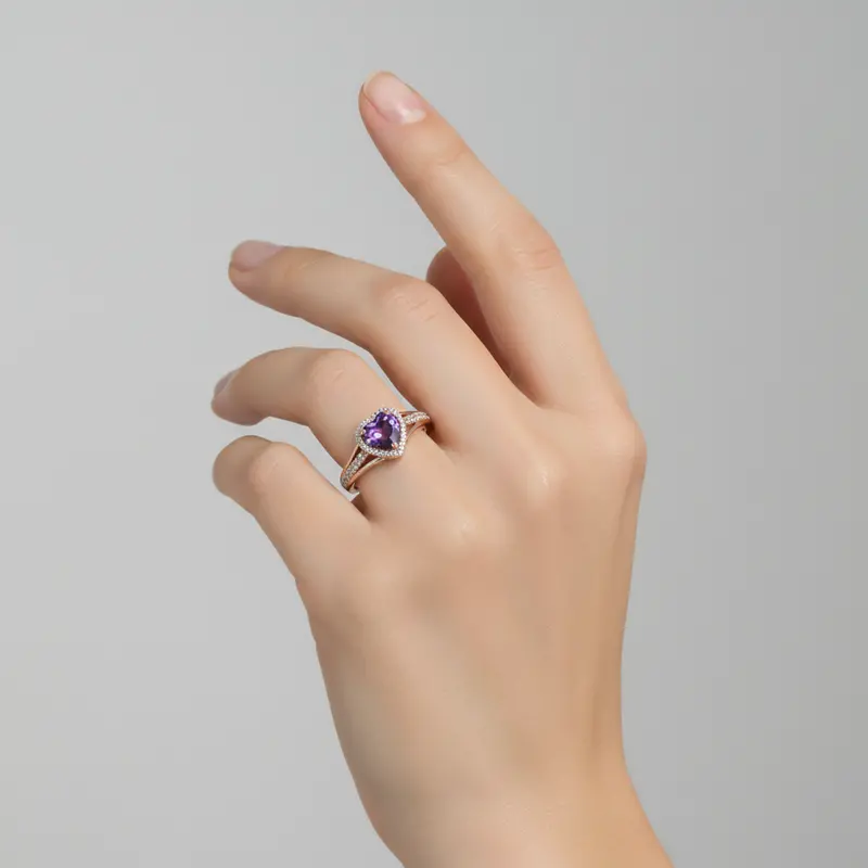 10K Rose Gold Amethyst & Diamond Accent Ring (0.23 Ct) 1
