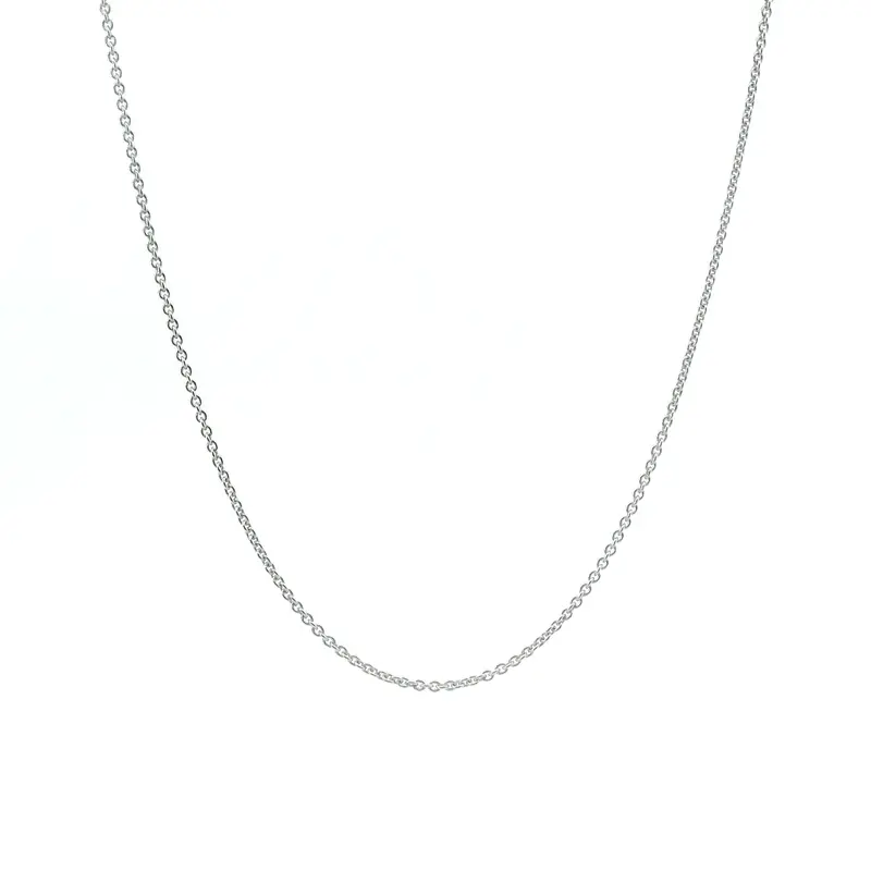 10K White Gold Classic Cable Necklace – 18 Inch Chain 1