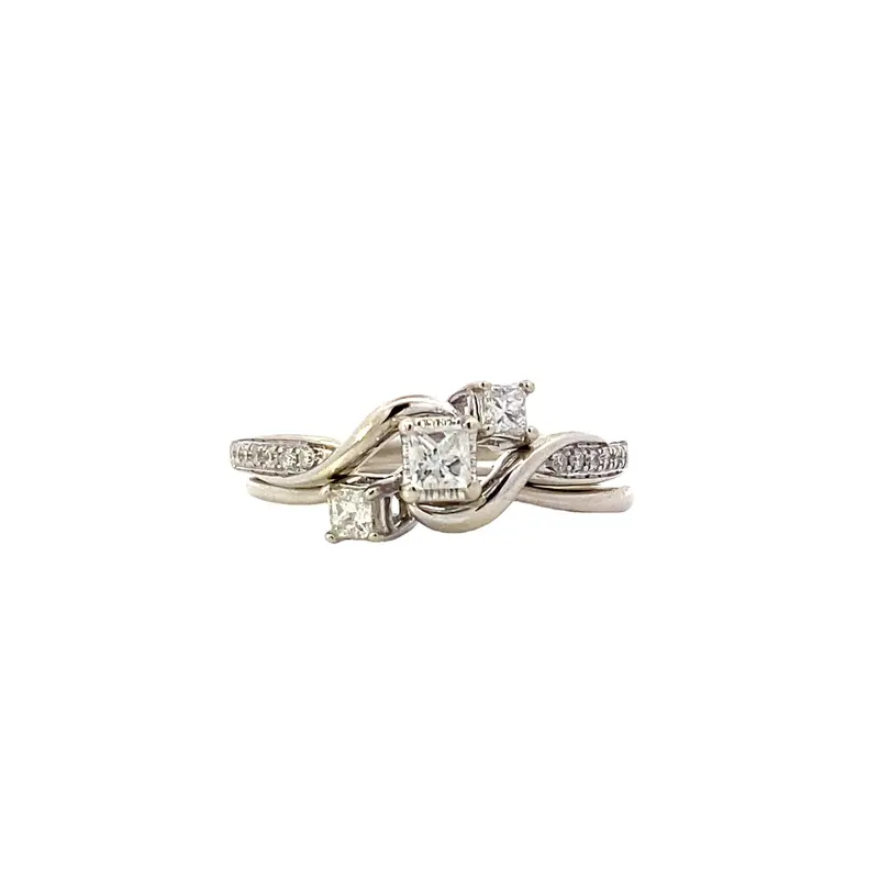 10K White Gold Diamond Engagement And Matching Wedding Band Set – 0.48 Carats Total 1
