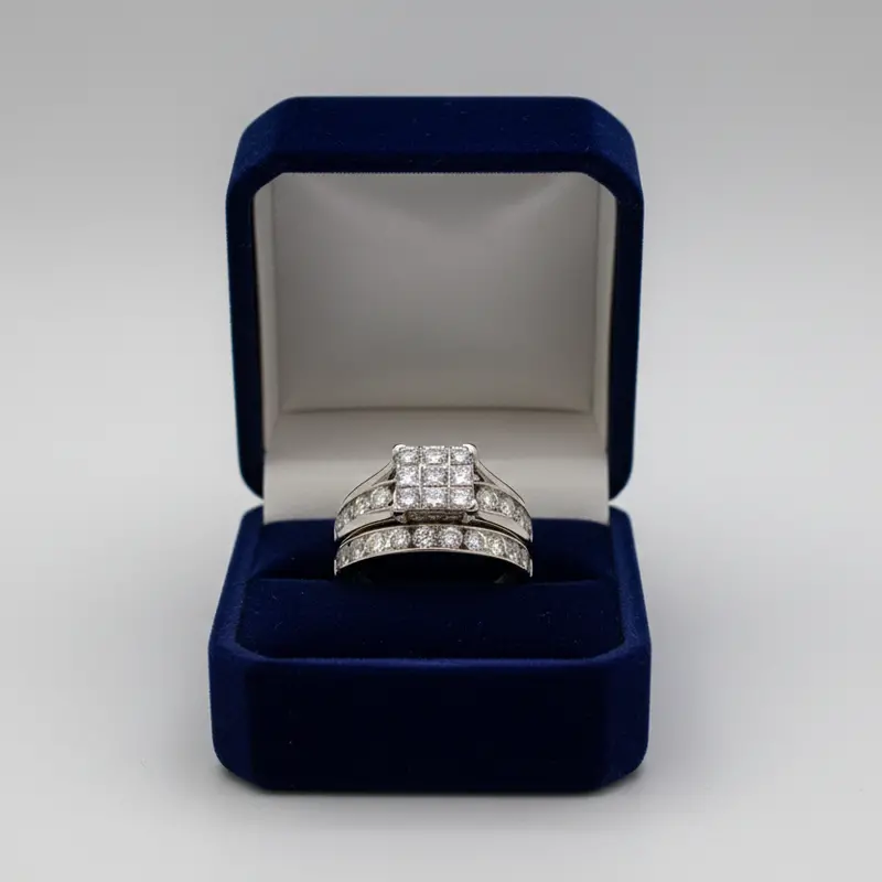 10K White Gold Diamond Engagement And Wedding Ring Set – 1.14Ct 1