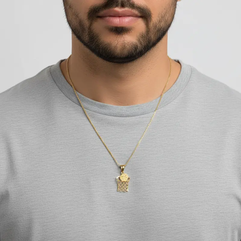 10K Yellow Gold Basketball-Themed Pendant 1