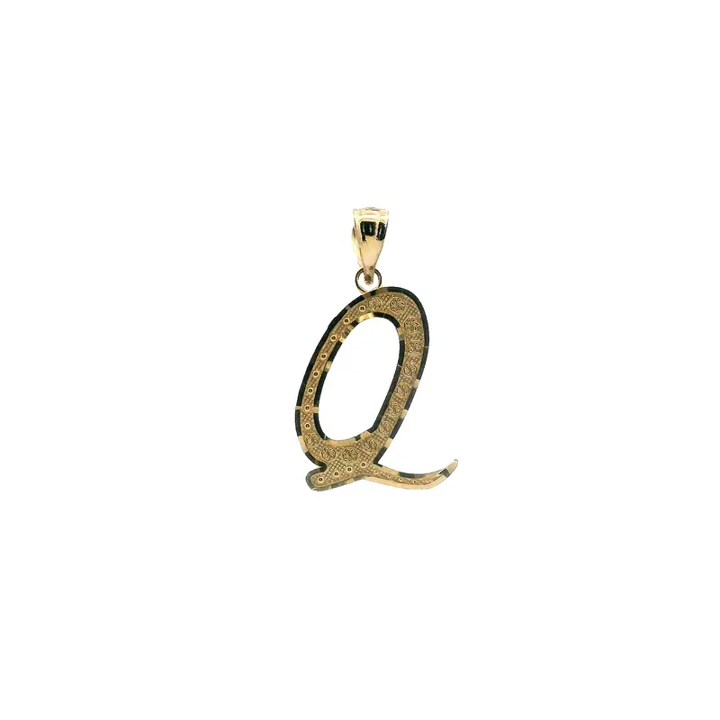 10K Yellow Gold Engraved Letter Q Pendant 1