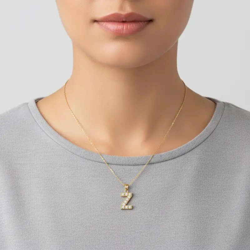 10K Yellow Gold Letter Z Pendant 1