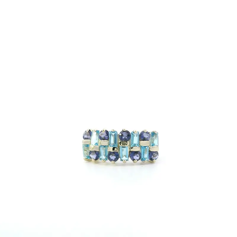 10K Yellow Gold Tanzanite And Blue Topaz Ring For Women 1