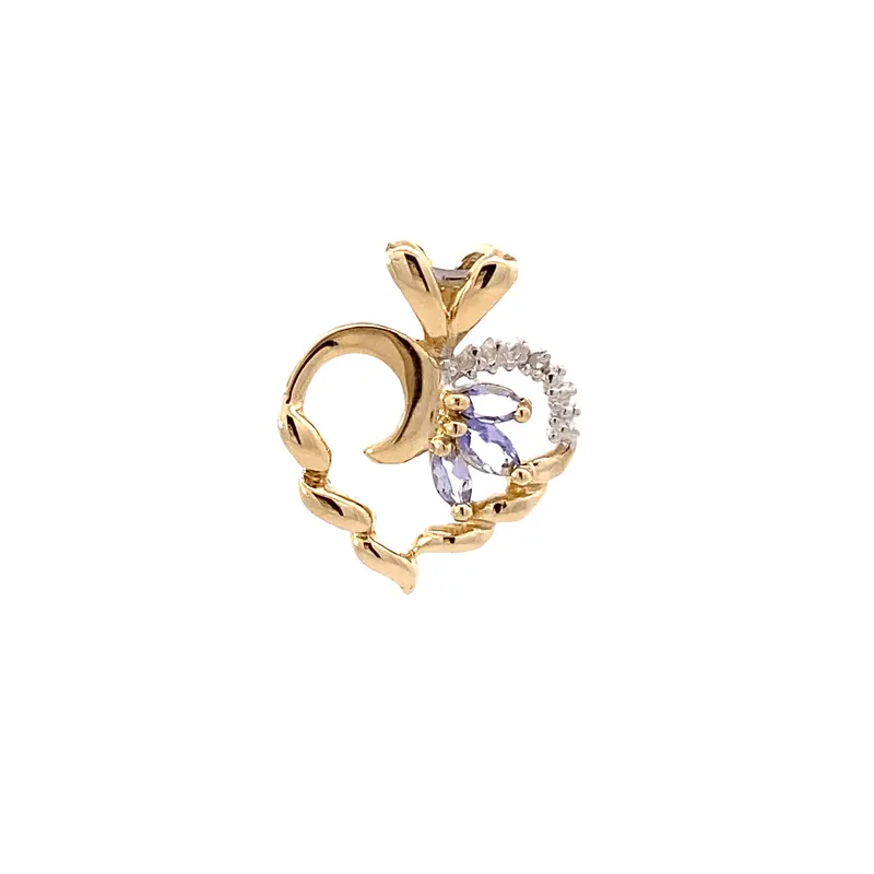 10K Yellow Gold Tanzanite And Diamond Heart Pendant – 0.006 Carat Diamond Accent 1