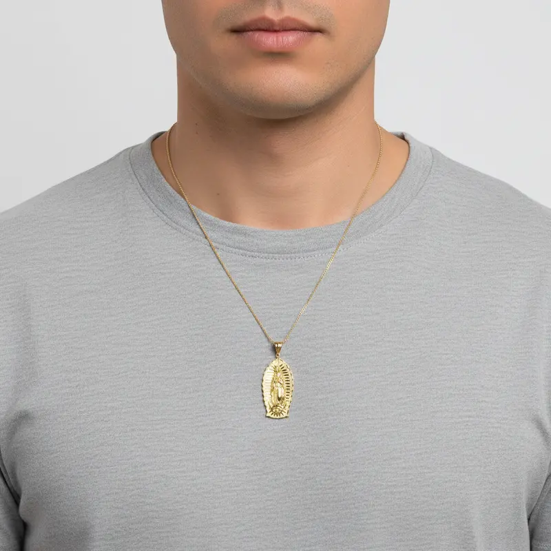 10K Yellow Gold Virgin Mary Devotional Pendant 1