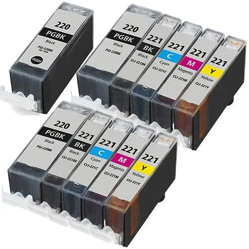 11-Piece Compatible Canon Pgi-220 & Cli-221 Ink Pack (2 Full Color Sets + Extra Black) 1