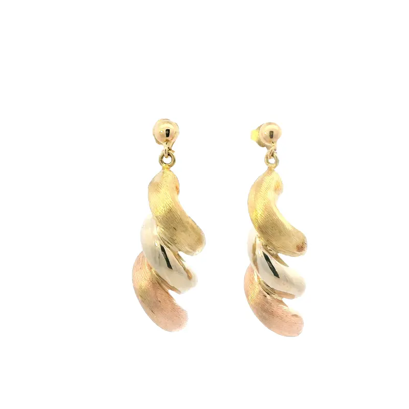 14K Tri-Color Gold Marco Drop Earrings 1