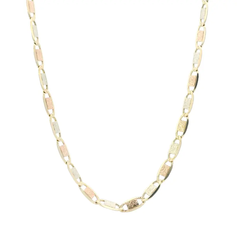 14K Tri-Color Gold Mariner Chain Necklace – 24 Inch Nautical Style 1