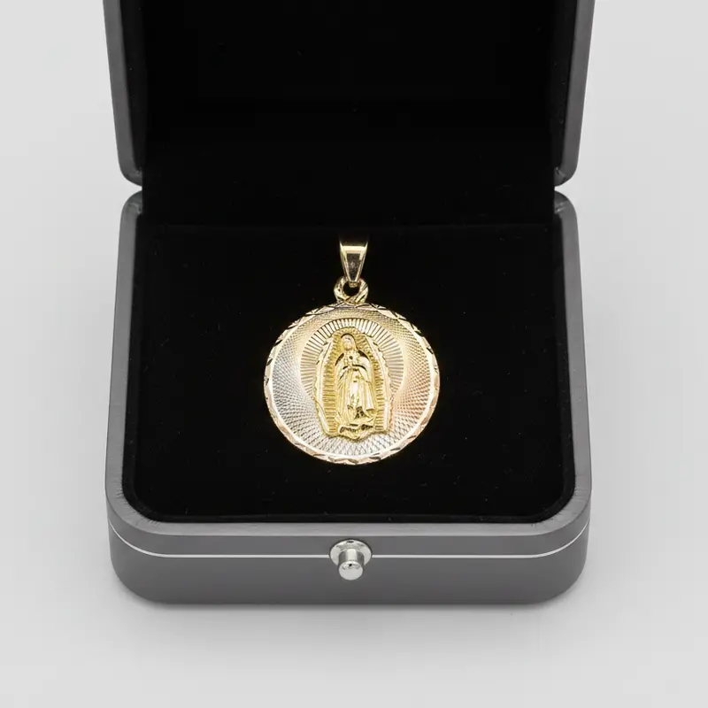 14K Tri-Color Gold Religious Symbol Pendant – Diamond Accent Design 1