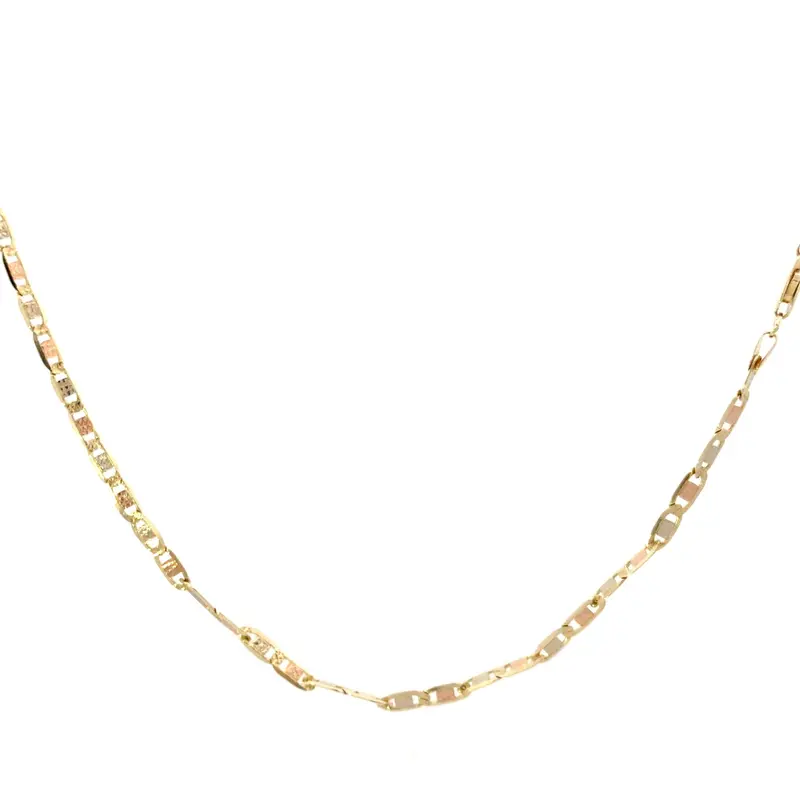 14K Tri-Color Gold Valentino-Style Link Chain 1