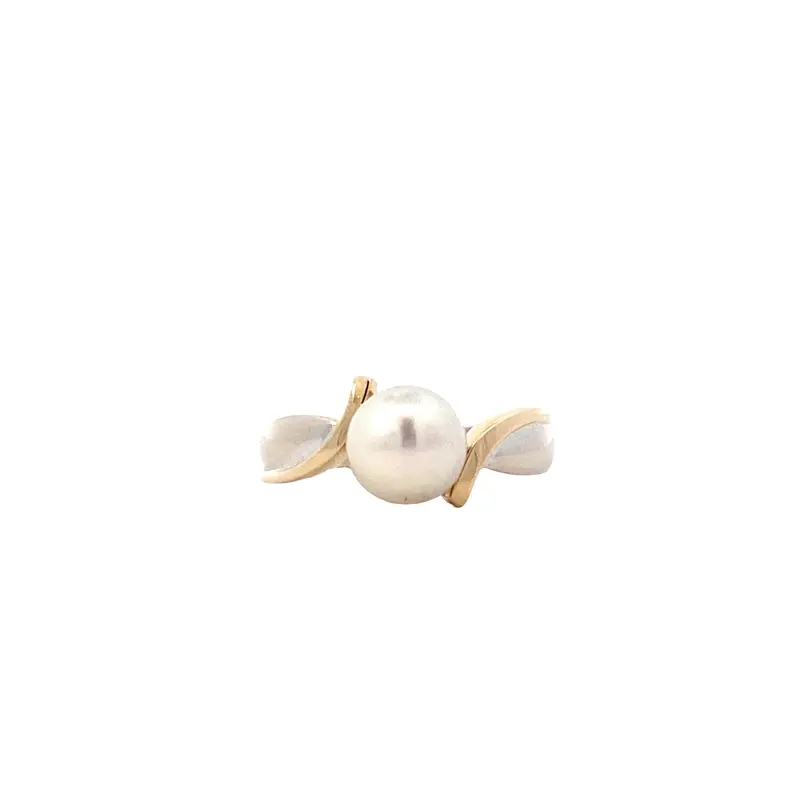 14K Two-Tone Gold Pearl Ring – Yellow And White Gold Setting 1