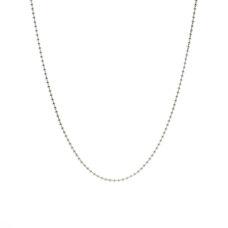 14K White Gold 17-Inch Beaded Chain Necklace 1