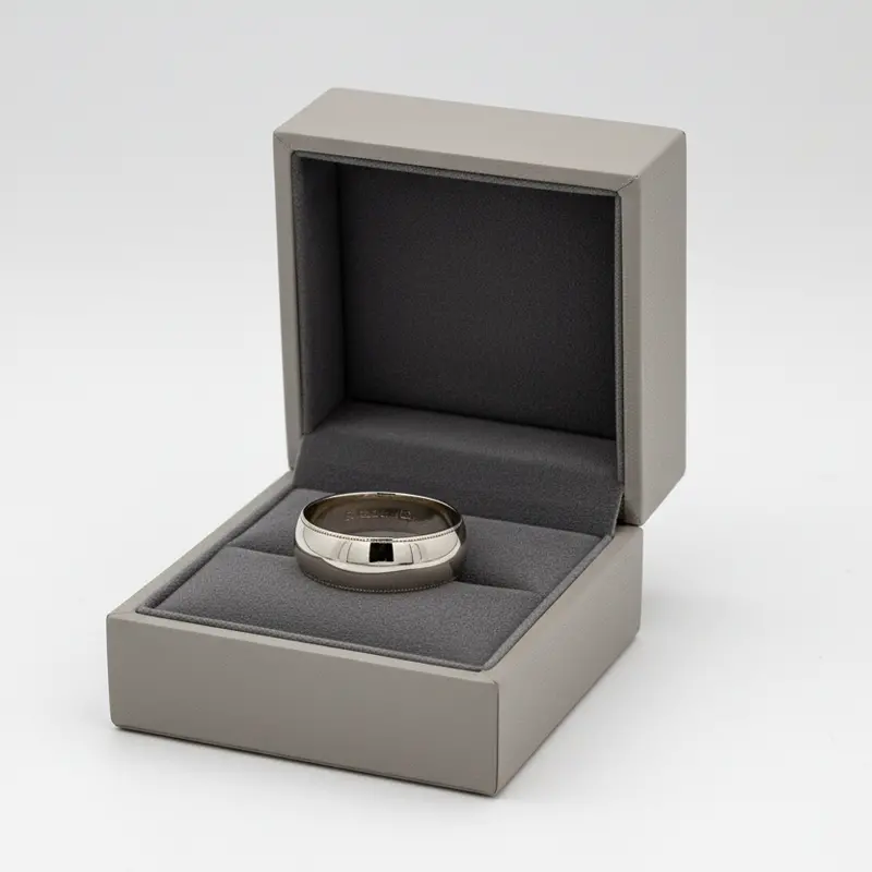 14K White Gold 8Mm Milgrain-Finished Stackable Band 1
