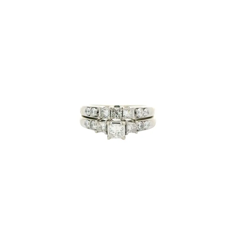 14K White Gold Diamond Engagement And Wedding Ring Set – 1.35 Carats Total Weight 1