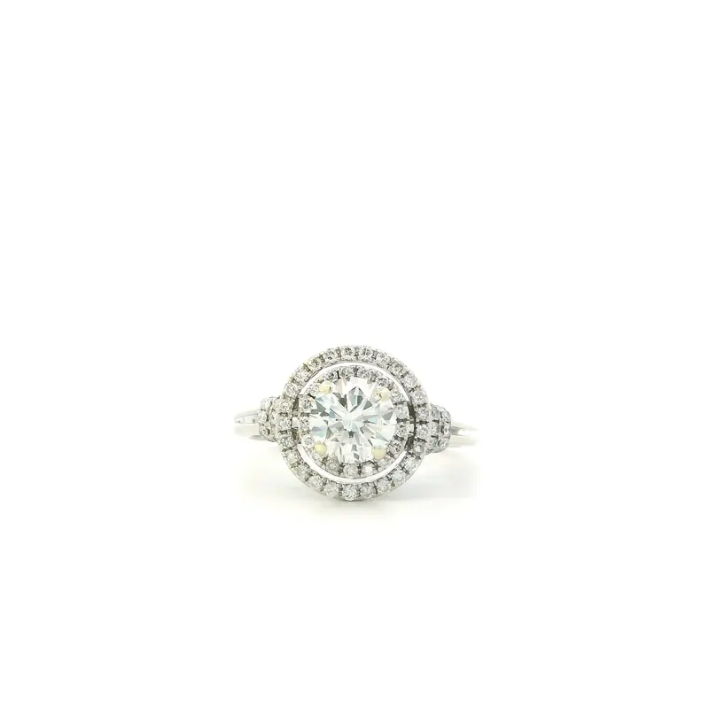 14K White Gold Diamond Halo Ring – 1.54 Carat Total Weight 1