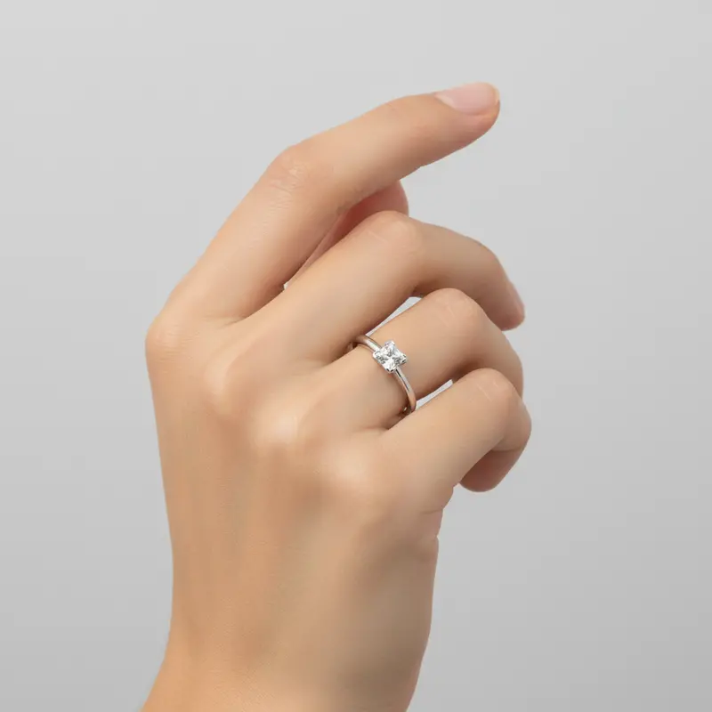 14K White Gold Diamond Solitaire Ring – 0.39 Carat Center Stone 1