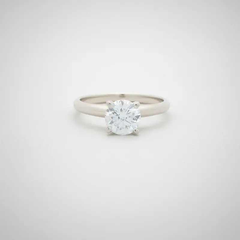 14K White Gold Diamond Solitaire Ring – 1.02 Carat Center Stone 1