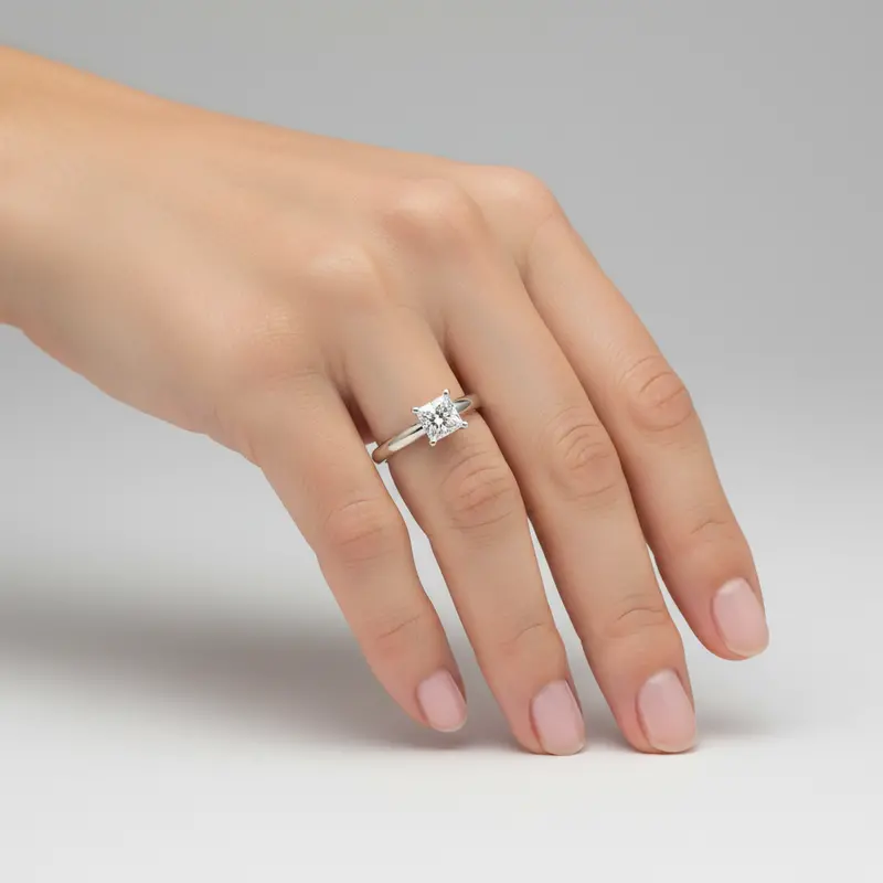 14K White Gold Diamond Solitaire Ring For Women – 0.70 Carat Center Stone 1