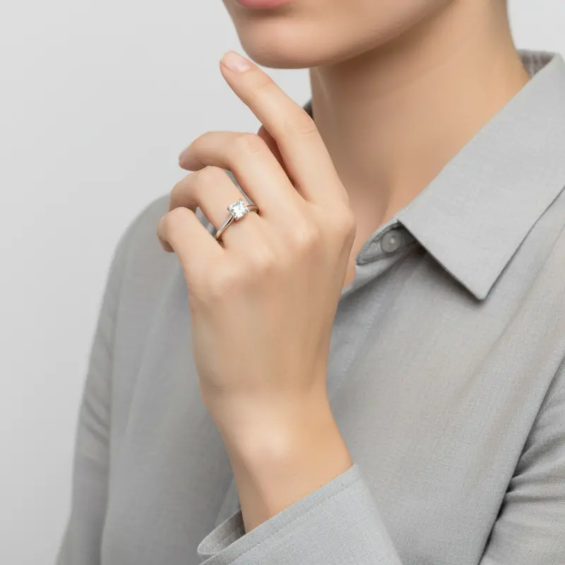 14K White Gold Diamond Solitaire Ring For Women – 0.92 Carat 1