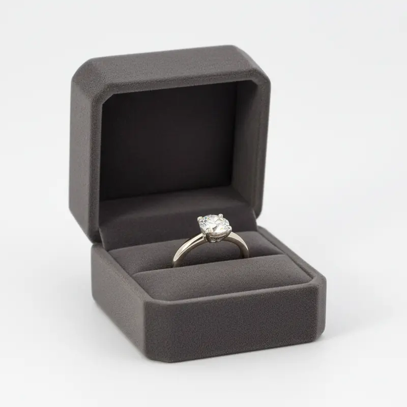 14K White Gold Laser-Engraved "Leo" Diamond Solitaire Ring (0.95 Carat) 1