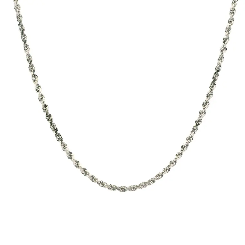 14K White Gold Rope Chain Necklace – 20 Inch Length 1