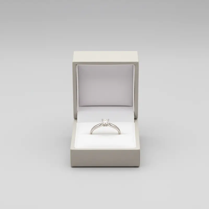 14K White Gold Solitaire Ring – 0.25 Carat Round Diamond 1