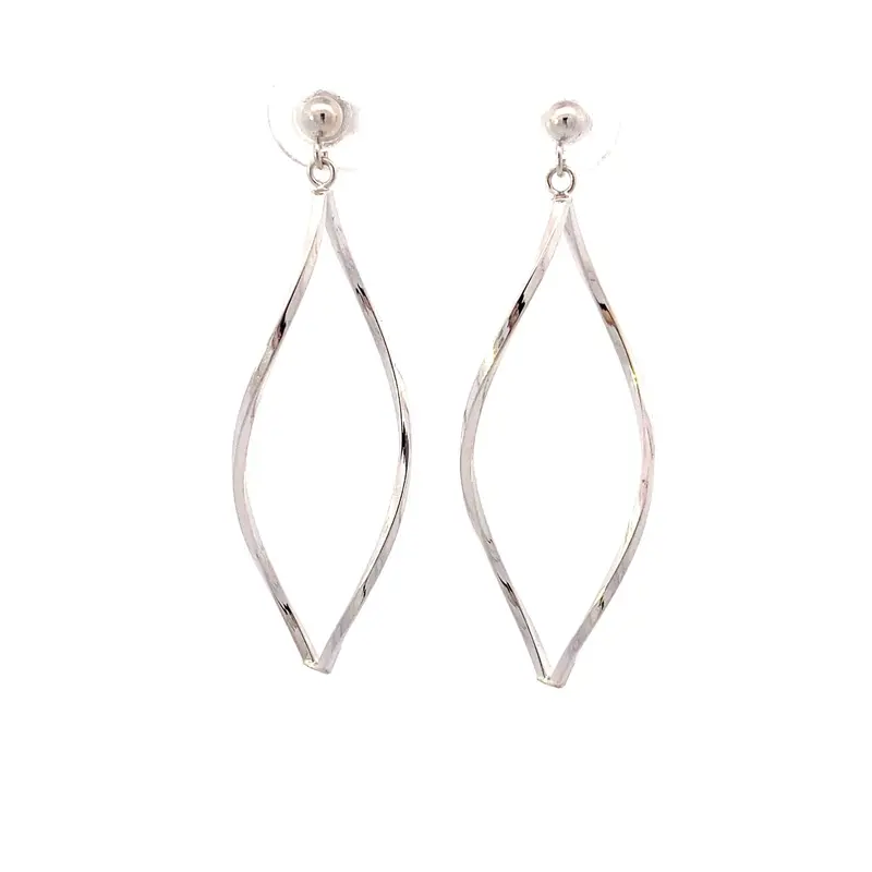 14K White Gold Spiral Drop Earrings 1