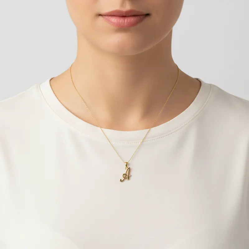 14K Yellow Gold Cruciform 'A' Initial Pendant 1