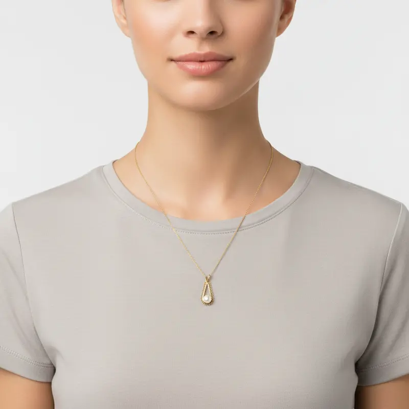14K Yellow Gold Cultured Pearl Pendant Necklace 1