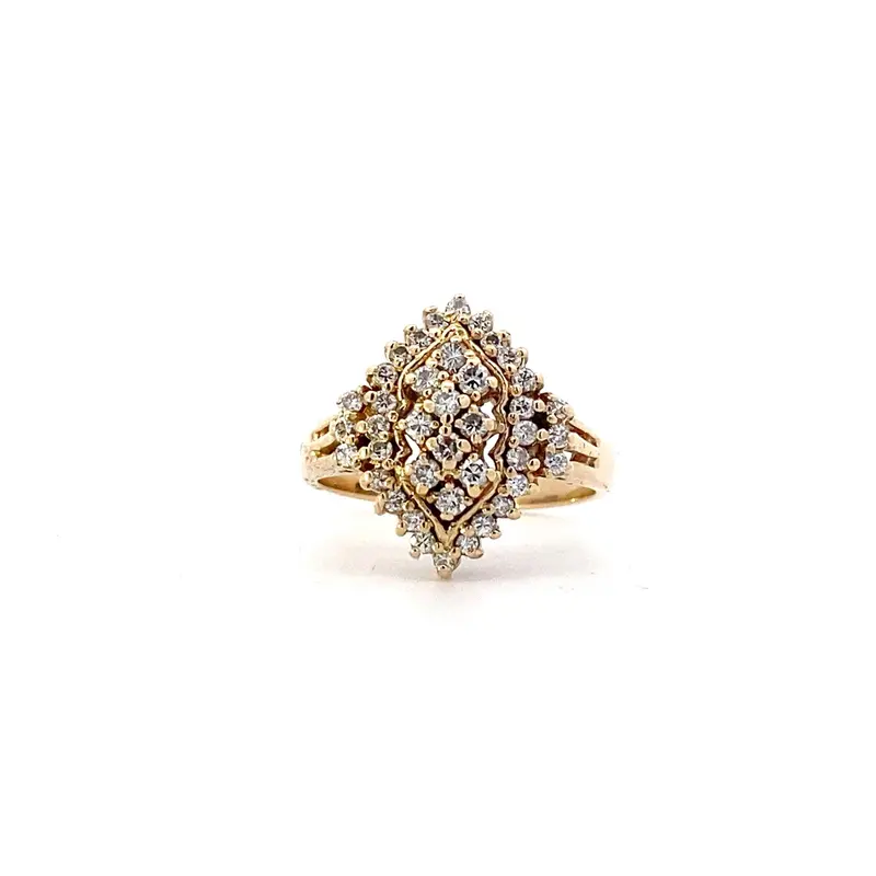 14K Yellow Gold Diamond Cluster Ring – 0.43 Carat Total Weight 1