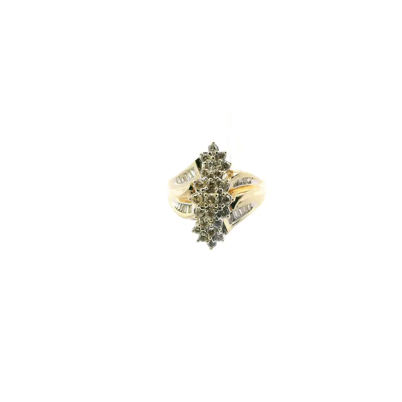 14K Yellow Gold Diamond Cluster Ring – 0.70 Carat Total Weight 1