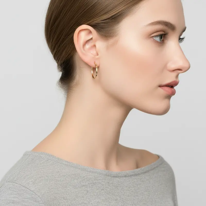 14K Yellow Gold Diamond-Cut Hoop Earrings 1