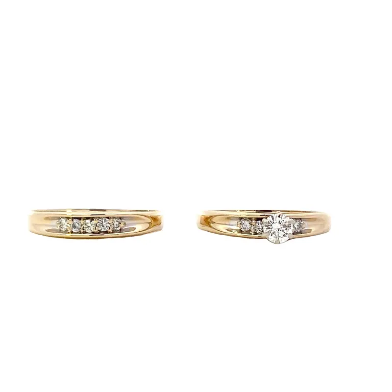 14K Yellow Gold Diamond Engagement And Wedding Ring Set – 0.48 Carat Total Weight 1