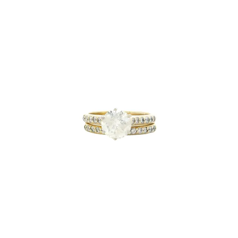 14K Yellow Gold Diamond Engagement And Wedding Ring Set (2.10 Ct Total) 1