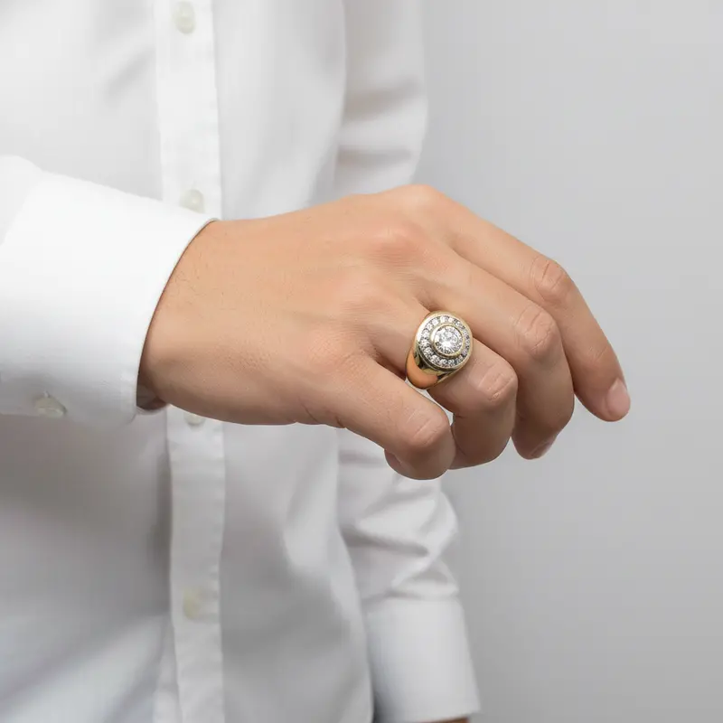 14K Yellow Gold Diamond Ring For Men – 0.42Ct Tw 1