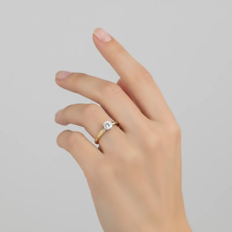 14K Yellow Gold Diamond Solitaire Ring For Women – 0.37 Carat Center Stone 1