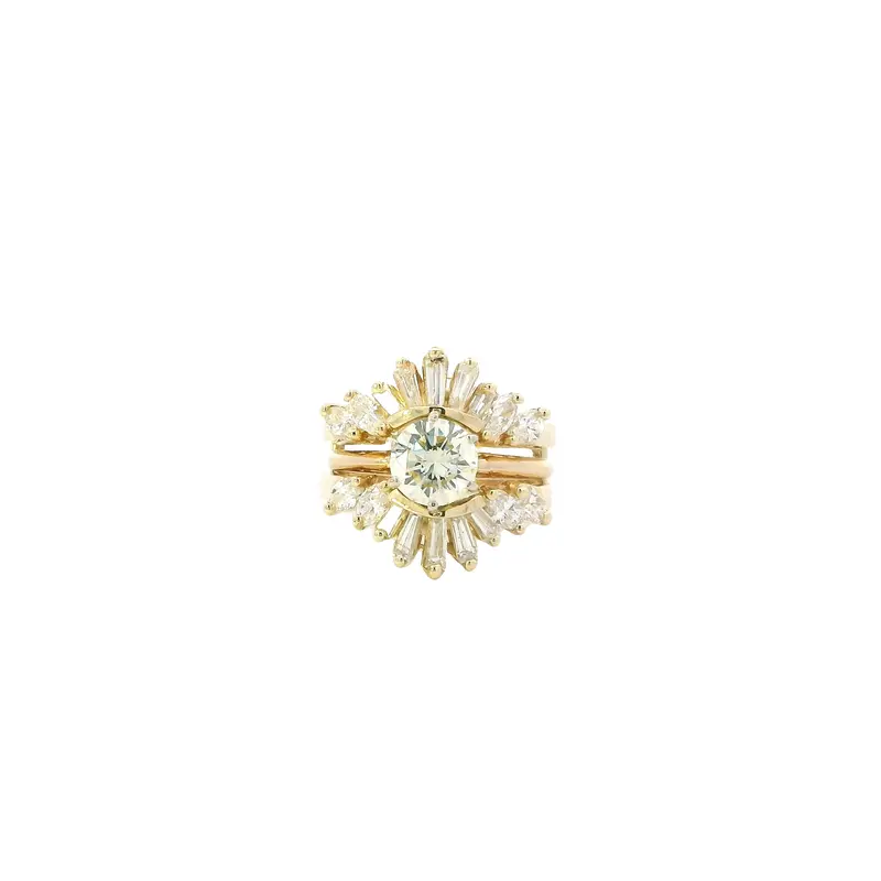 14K Yellow Gold Diamond Statement Ring (1.63 Carat Total Weight) 1
