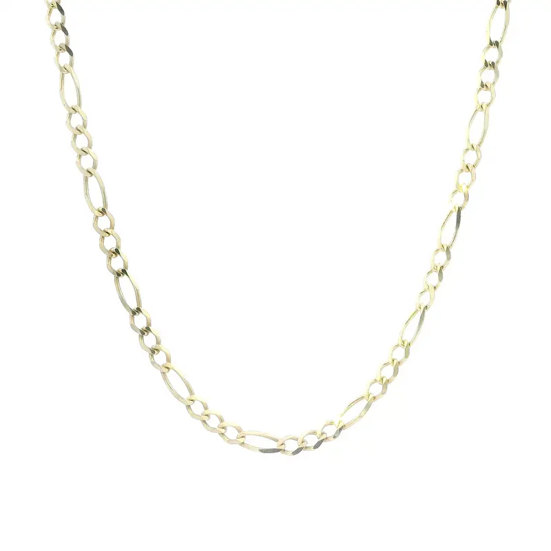 14K Yellow Gold Figaro Chain Necklace – 22-Inch Premium Link Style 1