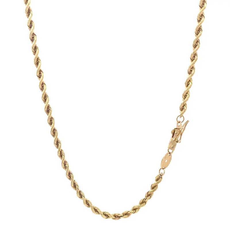 14K Yellow Gold Rope Chain Necklace – 20 Inches Long 1