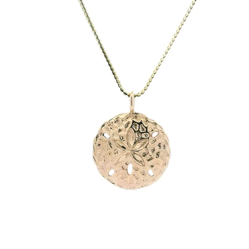 14K Yellow Gold Sand Dollar Pendant Necklace 1