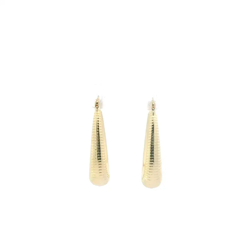14K Yellow Gold Scalloped Hoop Earrings – Lightweight Hollow Design 1
