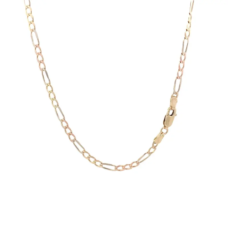 16-Inch 14K Tri-Color Gold Figaro Chain Necklace 1