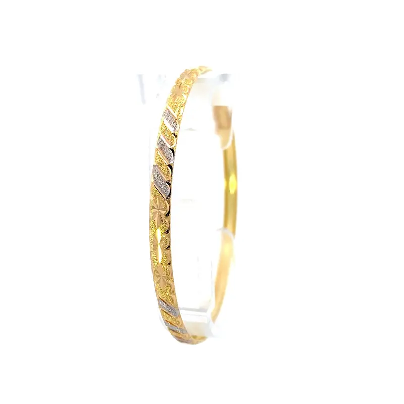18K Two-Tone Gold Bangle Bracelet With Dc Pattern – 65Mm Diameter 1