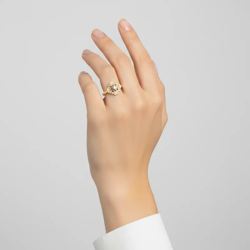 18K Two-Tone Gold Multi-Cross Ring (Yellow & White) 1