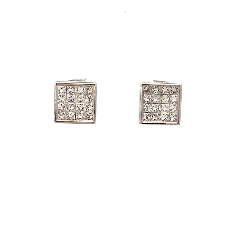 18K White Gold Diamond Stud Earrings – 0.96 Carat Total Weight 1