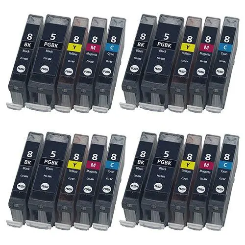 20-Pack Compatible Canon Pgi-5 & Cli-8 Ink Bundle – 4X Black + 4X Each Color 1